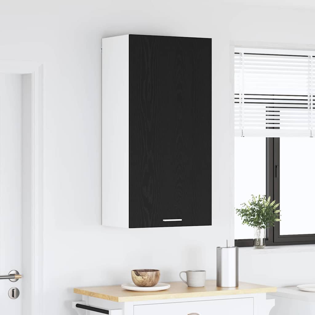 Hanging Cabinet Riga Black Oak and White 50 x 31 x 100 cm